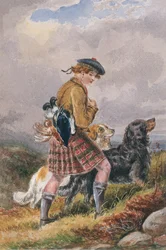 Jovem Guarda-caça Escocês com Jogo Morto, c.1865 (wc no papel)